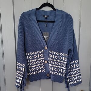 Frye 100% Cotton Aztec Western Fringe Sweater